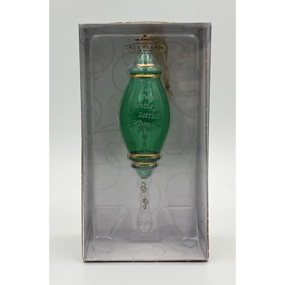 Hallmark Keepsake Ornament Perfect Harmony Etched Glass Green Gold 2002 Vintage
